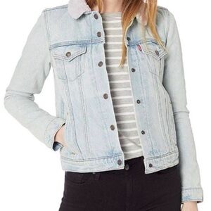 Levis Womens Sherpa Trucker Jacket Denim Blue Size S